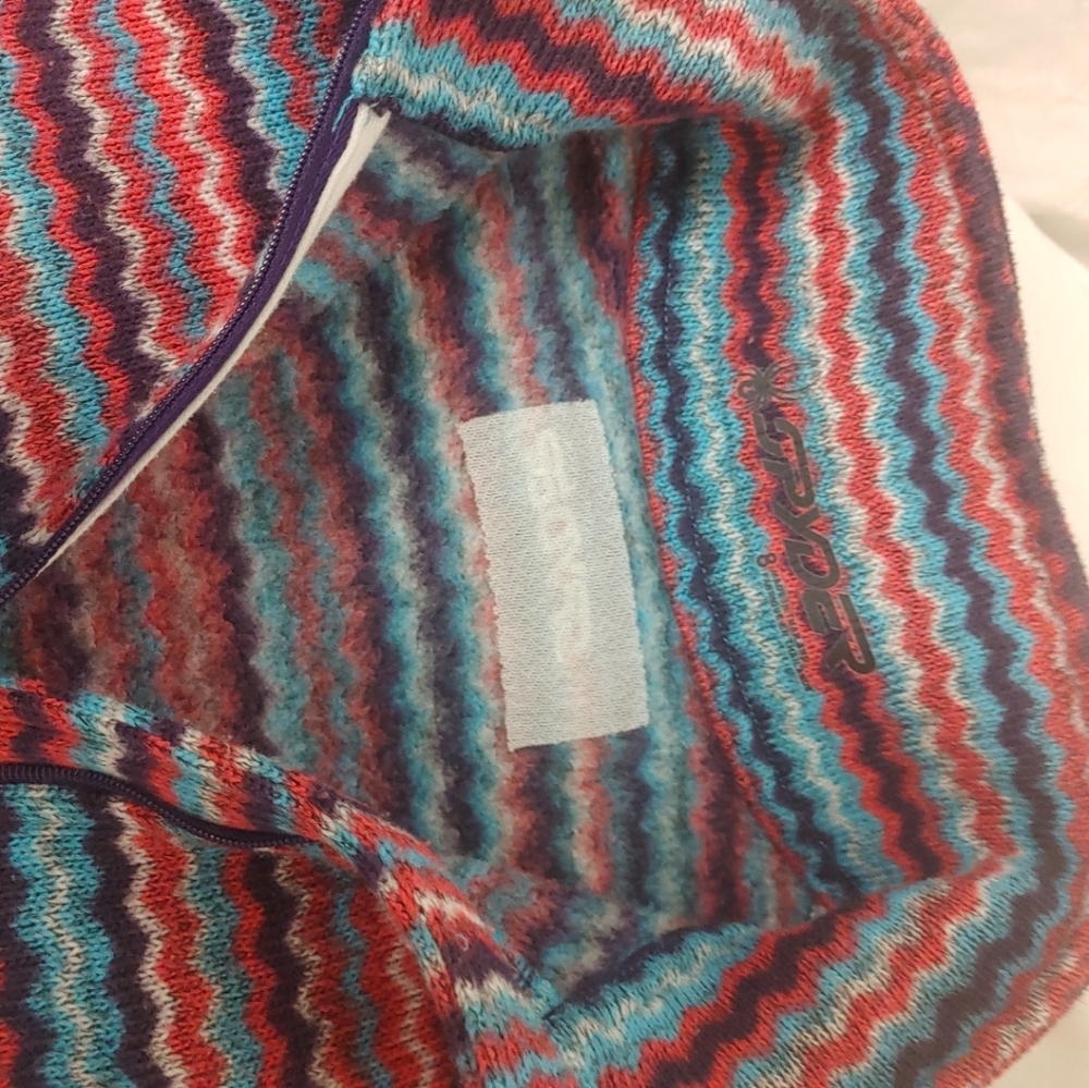 Spyder Pullover DH Sweater Womens 8 Blue Multi Zig Zag Stripe Quarter Zip Fleece - Picture 9 of 10